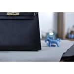 Kelly 28 black gold buckle with extreme pink French sheepskin inside